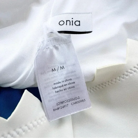 Onia Betty Cut Out One Shoulder One Piece Swimsuit Blue and White Size M NWT - Picture 7 of 11